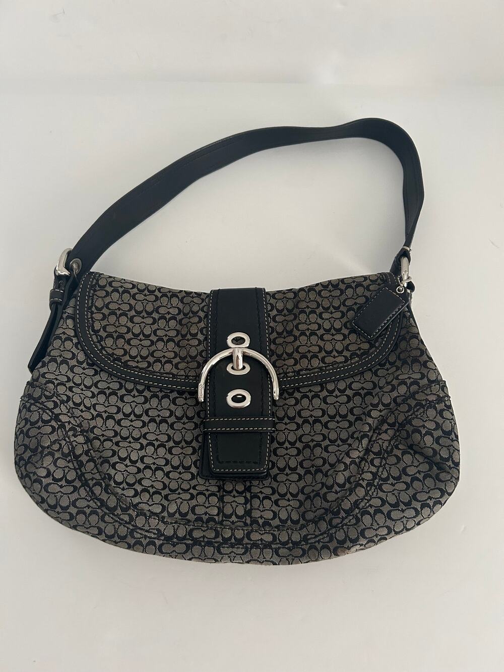COACH Y2K CANVAS SOHO FLAP SHOULDER BAG F12309 SMALL MONOGRAM VINTAGE